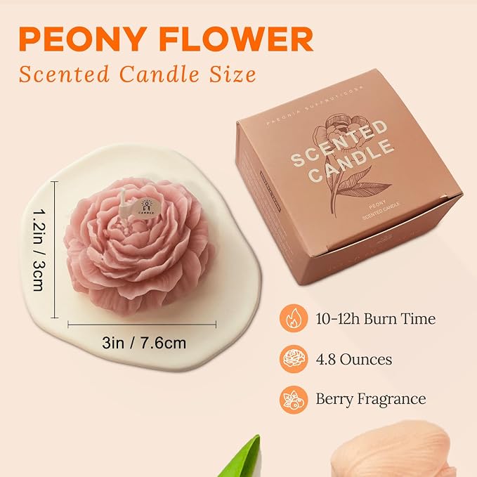 Purple-Pink Peony Flower Shape Candles - Image 6