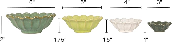 Creative Co-Op 4-Piece Stoneware Reactive Glaze Flower Shaped Bowl Set - Image 2