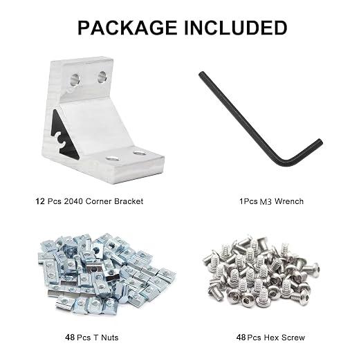 12pcs 2040 Corner Bracket Angle Aluminum Extrusion Hardware Silver | 2040 - Image 2