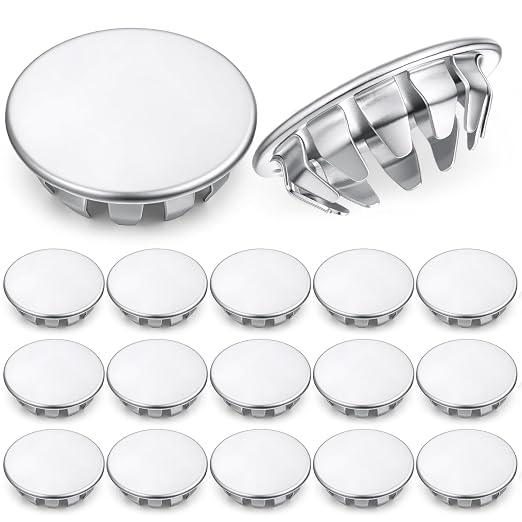 Hicarer 15 Pack Fit 3/4" Hole Metal Hole Plugs, Nickel-Plated Steel Snap-in by Hicarer