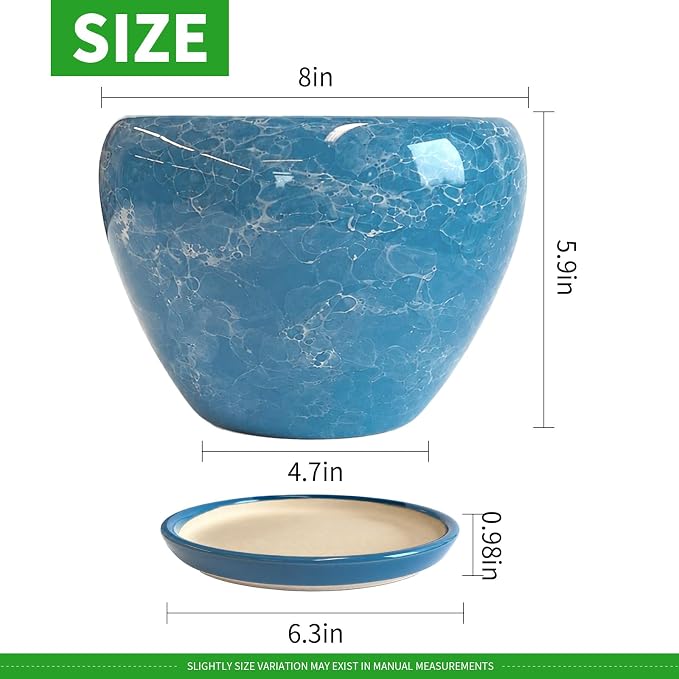 Deep Dream 8 Inch Plant Pots- Ceramic Pots - Image 3