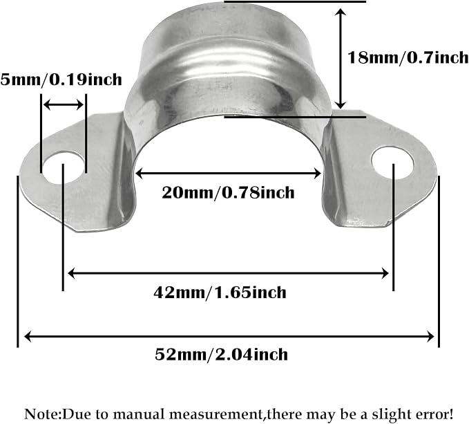 1/2inch Two Hole Strap U Bracket Stainless Steel Tube Strap Tension Clip - Image 2