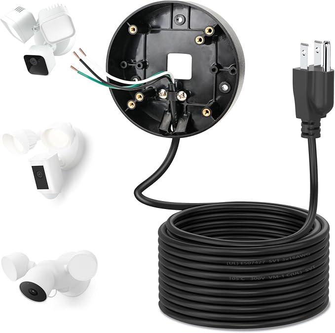 Power Cable and Plug-in Mount for Floodlight Cams Compatible by CaGuan