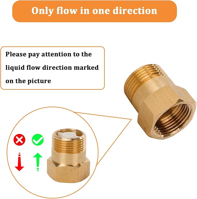 2Pcs One Way Brass Check Valve Non Return 3/4" Female to 3/4" Male Thread - Image 4