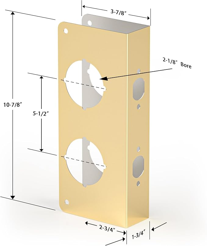 Door Knob Reinforcement Plate, Polished Gold, Fits 1-3/4" Doors, 2-3/4" Backset - Image 2