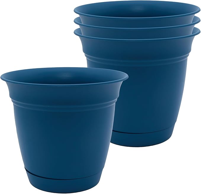The HC Companies Eclipse Round Planter Pot, 6 Inch, Attached Saucer, Drainage by TheHCCompanies