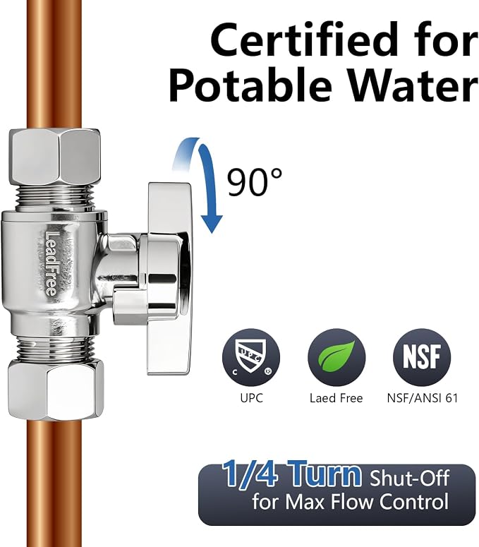 WiseWater 3/8" Compression x 3/8" Compression Straight Stop Valve | Heavy Duty - Image 4