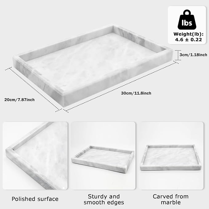 Marble Bathroom Tray, Pure Natural Marble Vanity Tray | marble tray - Image 3
