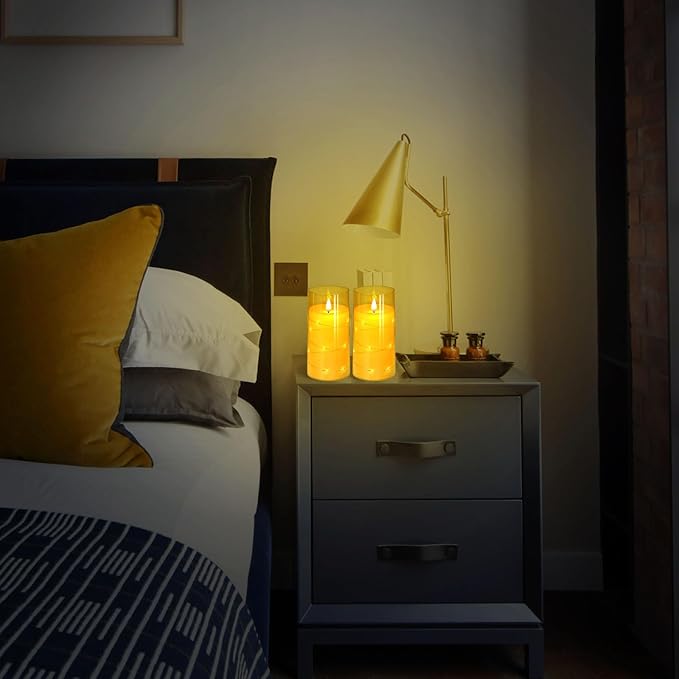NURADA 3"x6"Flickering Flameless Candles: Built-in Star String Lights Acrylic - Image 5