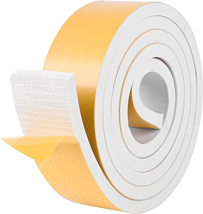 Kikerike Self Adhesive Foam Tape Weatherstrip 2in x 3/8in x 6.5Ft High Density by Kikerike