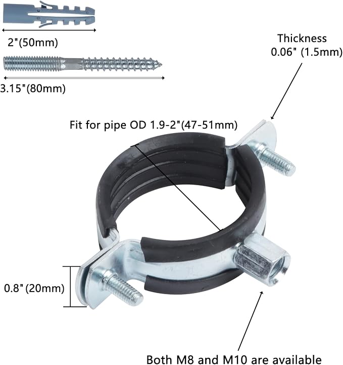 4 PCS Split Ring Pipe Hanger, Heavy Duty Adjustable Pipe Bracket Clamp - Image 2