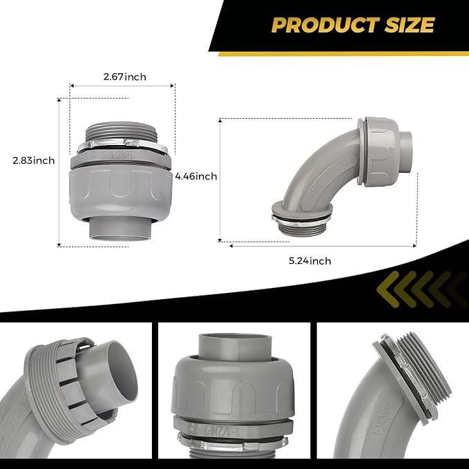 Conduit Connectors, 1-1/2 Inch Liquid Tight Connector NPT Non-Metallic - Image 2