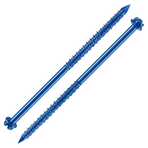 Wensilon 1/4" * 5" Slotted Hex Concrete Screws Anchor Blue Hexagon Head by Wensilon