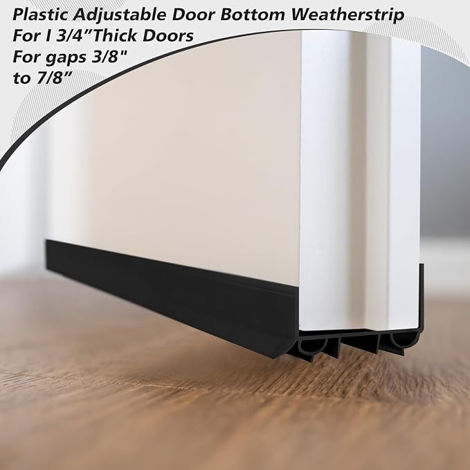 Lineshading 4 Sets Door Sweep Plastic PVC 1 3/4" x 36" Slide on Bottom Exterior - Image 3