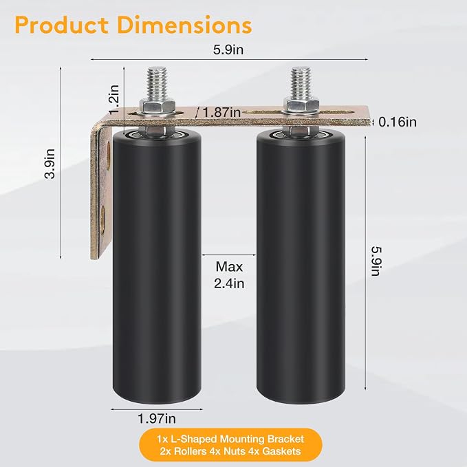 6" Gate Roller Guide with L-Bracket, Universal Adjustable Heavy Duty Sliding - Image 3