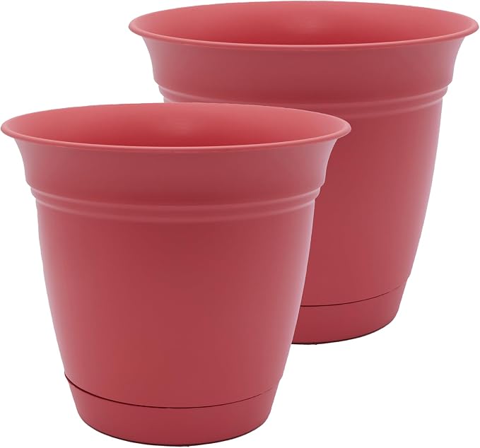 The HC Companies Eclipse Round Planter Pot, 10 Inch, Attached Saucer, Drainage by TheHCCompanies
