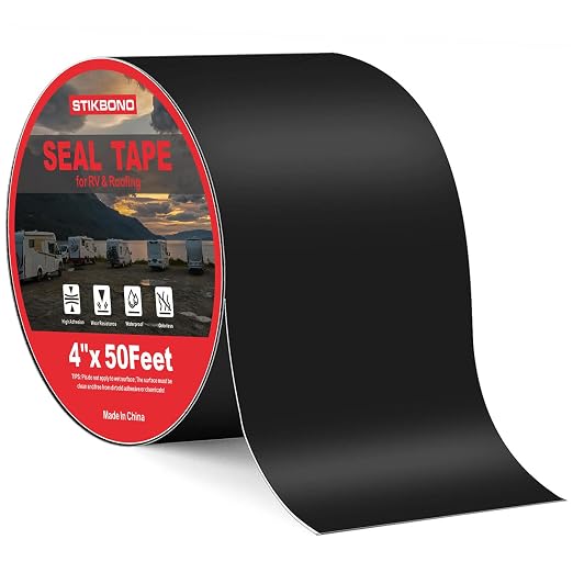 4" x 50Ft 1-Pack Black RV Sealant Tape, Waterproof Commercial Roof Tape by STIKBOND