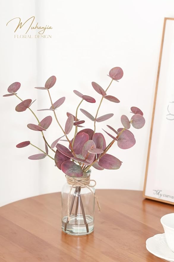 Muhanjia Artificial Eucalyptus Stems in Glass Vase - Image 4