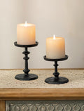 NUPTIO Pillar Candle Holder Black: Solid Cast Iron Candle Stand | Hammered by Nuptio
