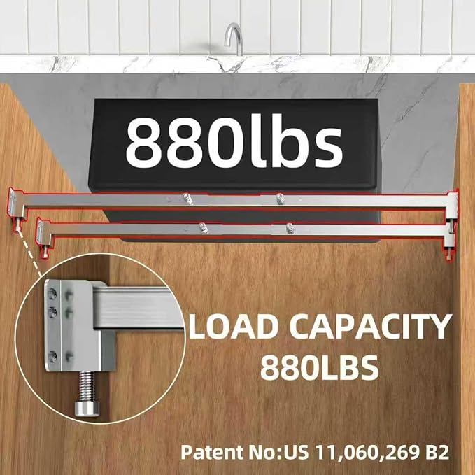 Qualward Undermount Sink Brackets, Adjustable Undermount Sink Support, - Image 2