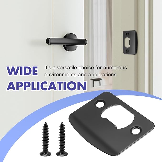 EATAKWARD 12 PCS Door Strike Plate, Matte Black Deadbolt Strike Plate - Image 6