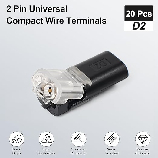 20Pcs LED Wire Connectors, 2 Pin Universal Compact Wire Terminals | No - Image 2