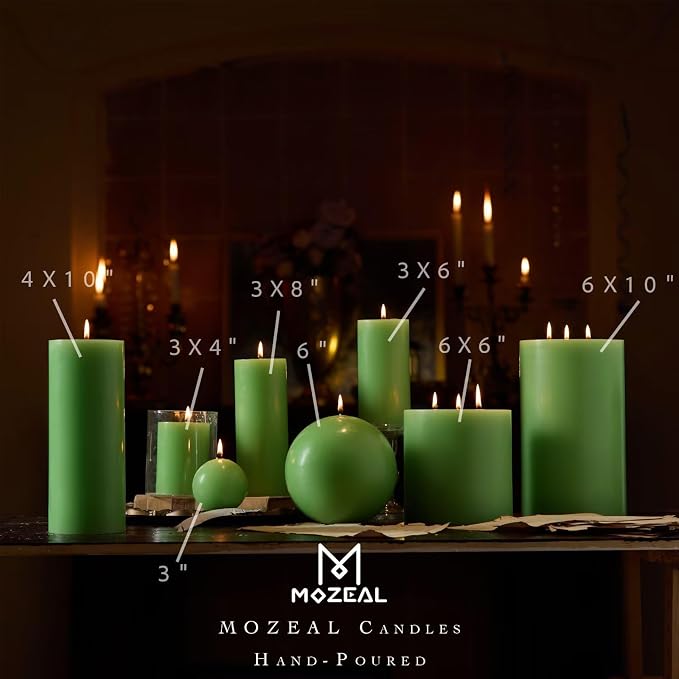 MOZEAL 3" x 8" Hand-Poured Unscented Large Candle, Smokeless Rustic Pillar - Image 3