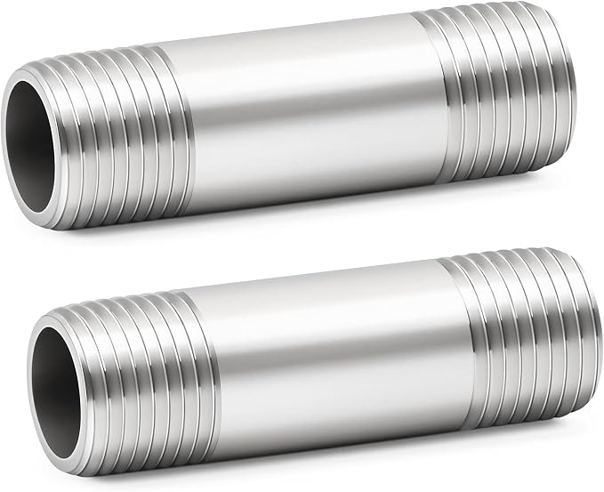 ChillWaves 304 Stainless Steel Pipe Fitting, Nipple Cast Pipe 1/2" NPT Male x by VisittheCHILLWAVES
