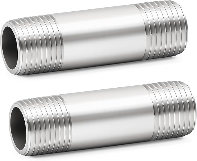 ChillWaves 304 Stainless Steel Pipe Fitting, Nipple Cast Pipe 3/8" NPT Male x by VisittheCHILLWAVES