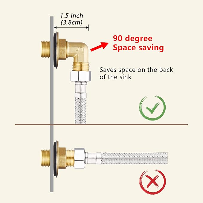 Wall Mount Commercial Faucet Installation kit, Lead-Free 90 dergee backsplash - Image 2