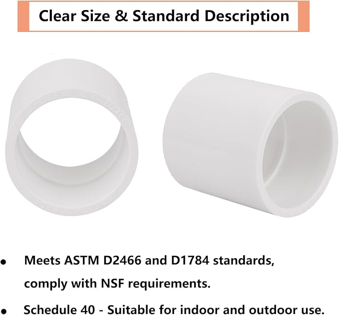 10Pack 1-1/4" PVC Pipe Coupling Adapter Pipe Fittings Contractor Pack Schedule - Image 4