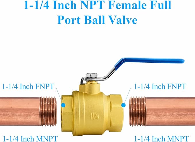 WiseWater 1 1/4" NPT Full Port Brass Ball Valve, UPC Certified, 600 WOG - Image 3