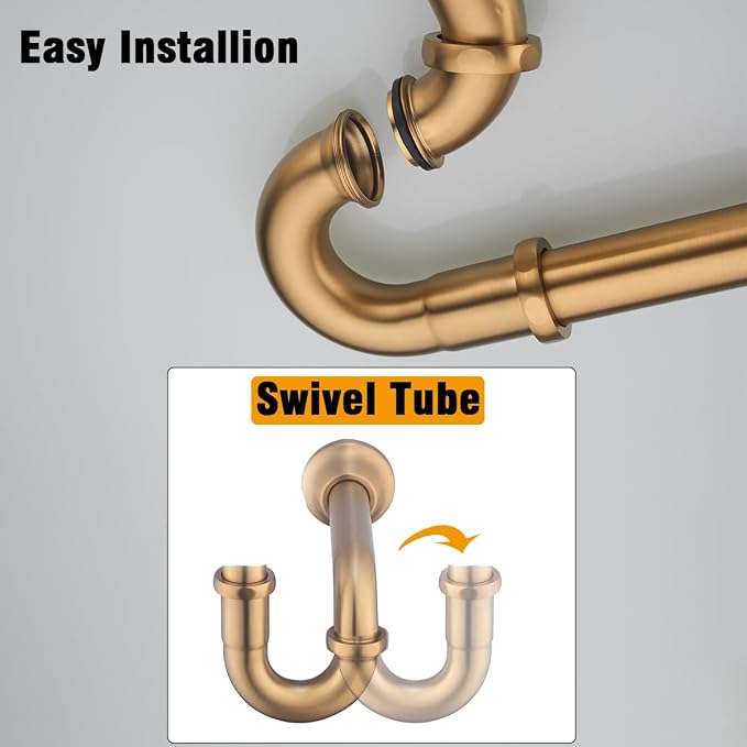 RANDOM Brass P Trap Bathroom Sink U-Shape 1-1/4 inch Sink Trap - Image 3