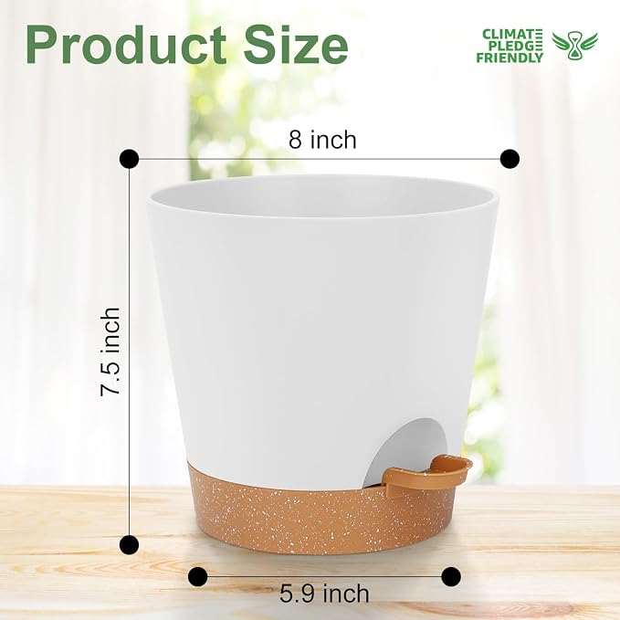 YNNICO 8-Inch Plant Pots, Self-Watering Planters - Image 4