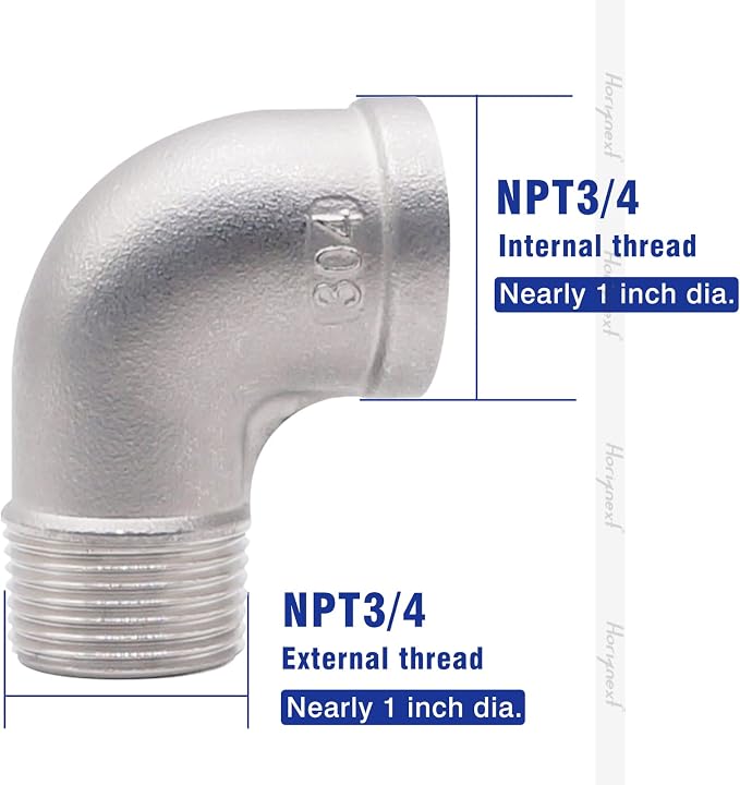 3/4'' NPT Stainless Steel Elbow Fitting, 90 Degree Elbow - Image 3