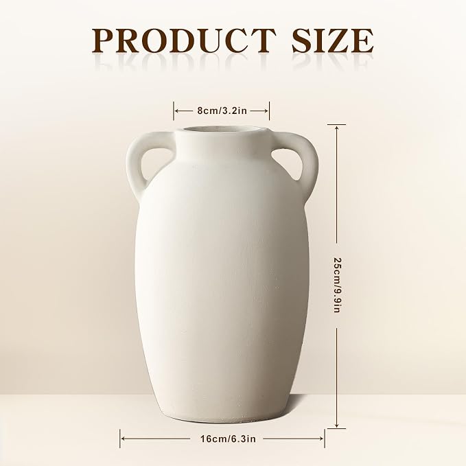 White Ceramic Vase-Boho Decorative Vase, Terracotta Tall Vases Decorative - Image 4