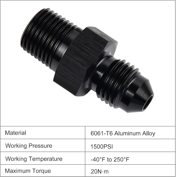 EVIL ENERGY 4AN Male Flare to 1/8" NPT Pipe Fitting Adapter Aluminum Straight - Image 3