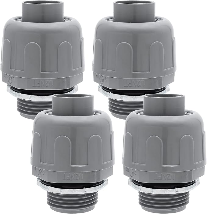 4Pcs NPT 1/2" Electrical Conduit Connector Fittings | 180D, PVC Non-metallic by LifCratms