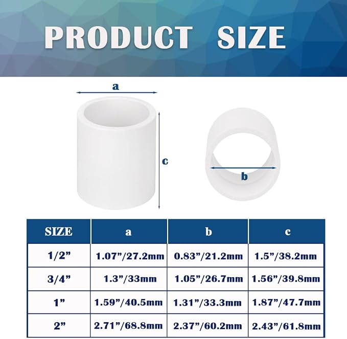 9PCS 1 Inch PVC Pipe Coupling Adapter Pipe Fitting Connectors Socket x Socket - Image 2