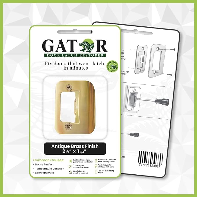 Gator Door Strike Plate 2-1/4" Latch Restorer, Bright Brass, No Chiseling - Image 2