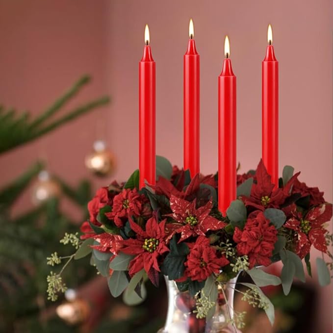Howemon Red Candles Set of 40, Unscented Mini Taper Candle - Image 3