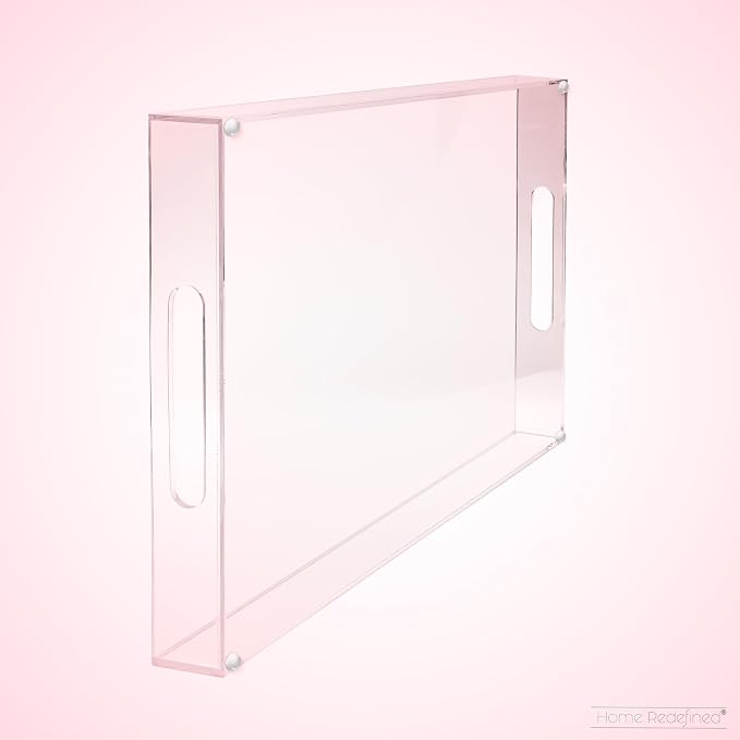 Modern Elegant 16"x12" Rectangle Acrylic Lucite Plastic Decorative Tray Clear - Image 5