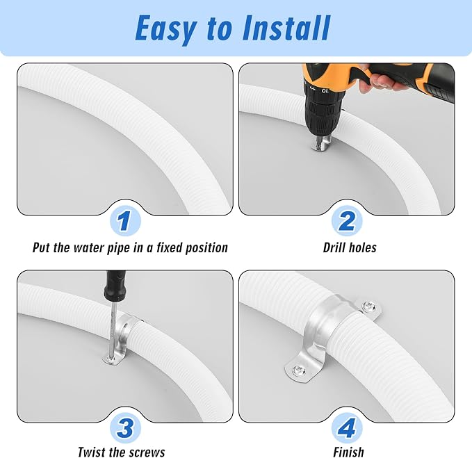 Yaocom 100 Pcs 1 Inch Opening Pipe Strap 304 Stainless Steel Conduit Clamp - Image 4