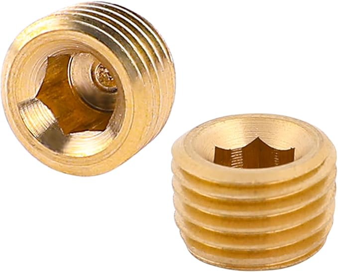 10 PCS 1/4" NPT Male Pipe Plug Fitting Set Brass Hex Counter Sunk Plugs - Image 7