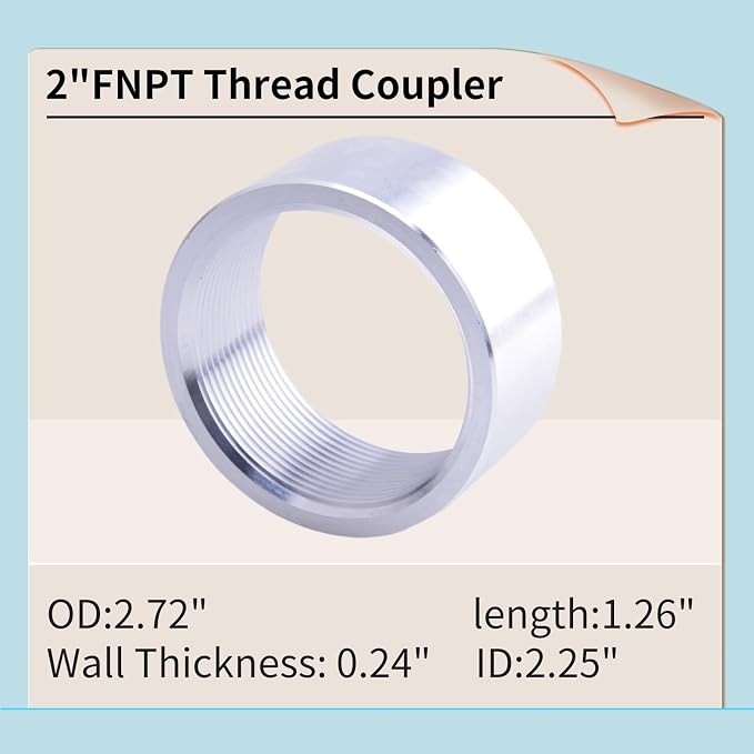 Aluminum 2 Inch NPT Female Thread Weld On Pipe Fitting Bung 2" NPT Female Pipe - Image 2
