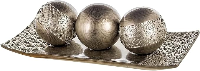 Creative Scents Dublin Silver Decorative Tray and Orbs Balls Set by CreativeScents