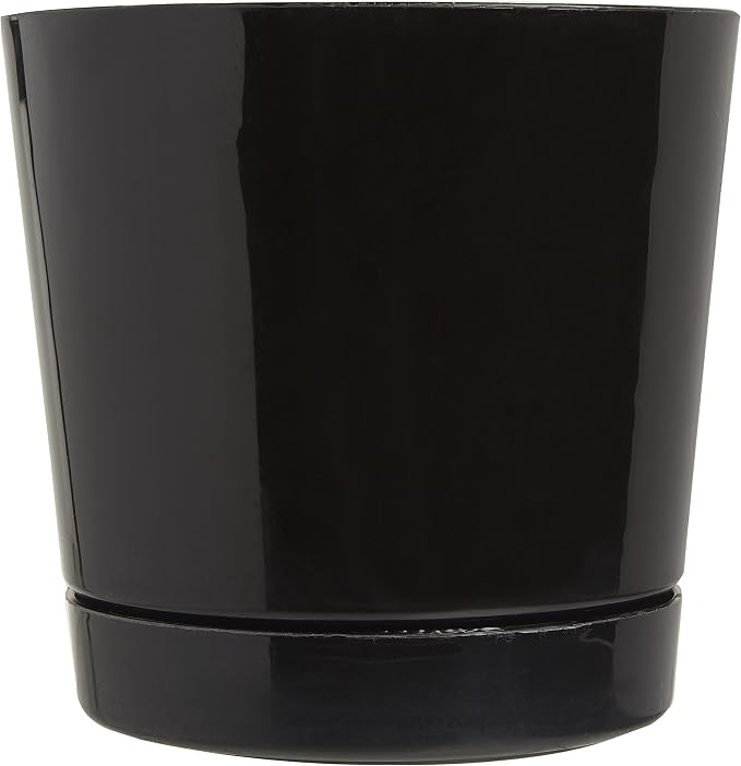 Novelty Majestic Full Depth Round Cylinder Pot, Glossy Black - Image 4