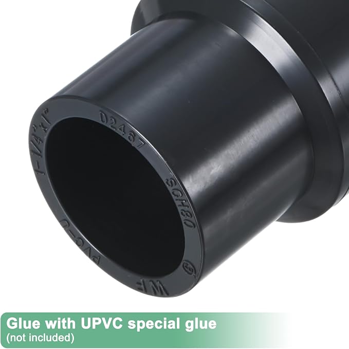 M METERXITY 1-Pack UPVC Reducer Pipe Fitting, 1-1/4"x1" Reducing Coupling - Image 4