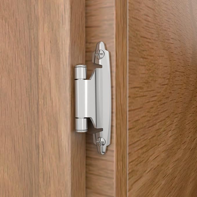 3/8 Inch Inset Cabinet Hinges, 20 Pack Self Closing Flush Face Mount Hinges - Image 2