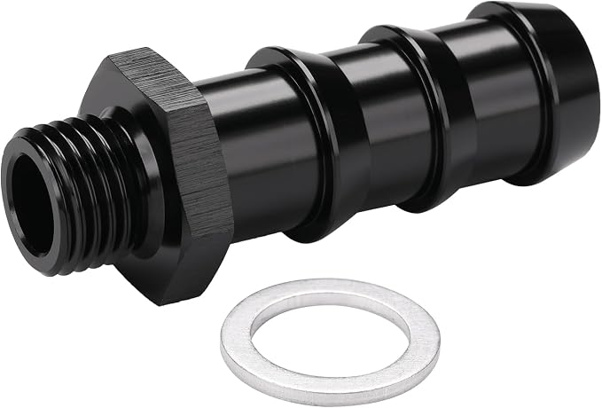 M14x1.5 Male Metric to 5/8 Barb Fuel Pump Inlet Adapter Fitting Aluminum Black - Image 4